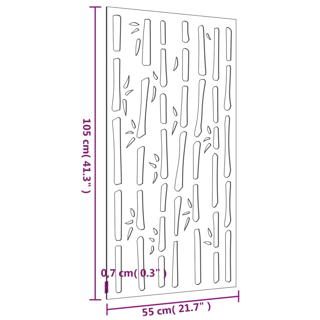 Wanddecoratie Tuin Bamboe-Ontwerp 105X55 Cm Cortenstaal