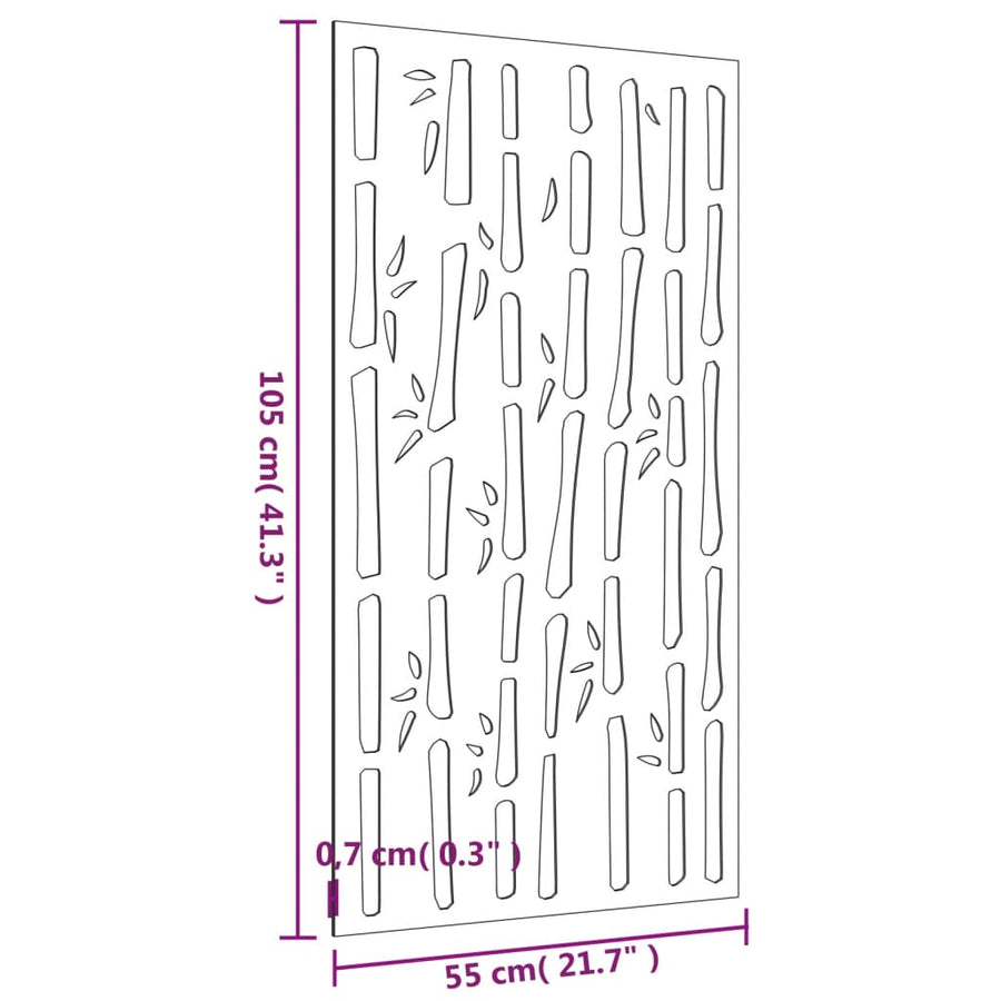 Wanddecoratie Tuin Bamboe-Ontwerp 105X55 Cm Cortenstaal