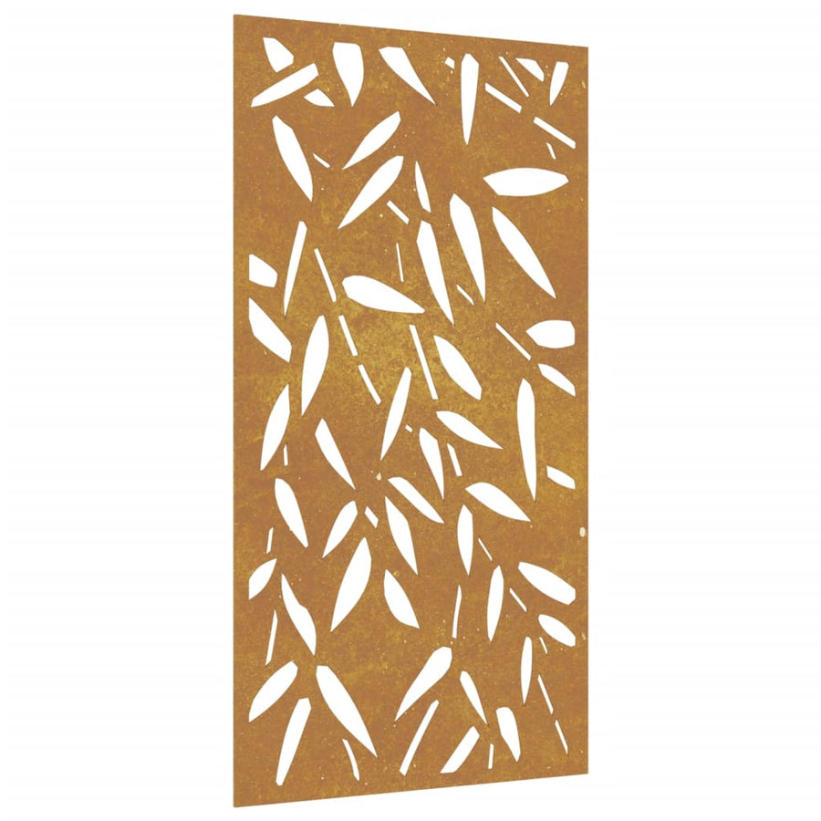 Wanddecoratie Tuin Bamboebladontwerp 105X55 Cm Cortenstaal