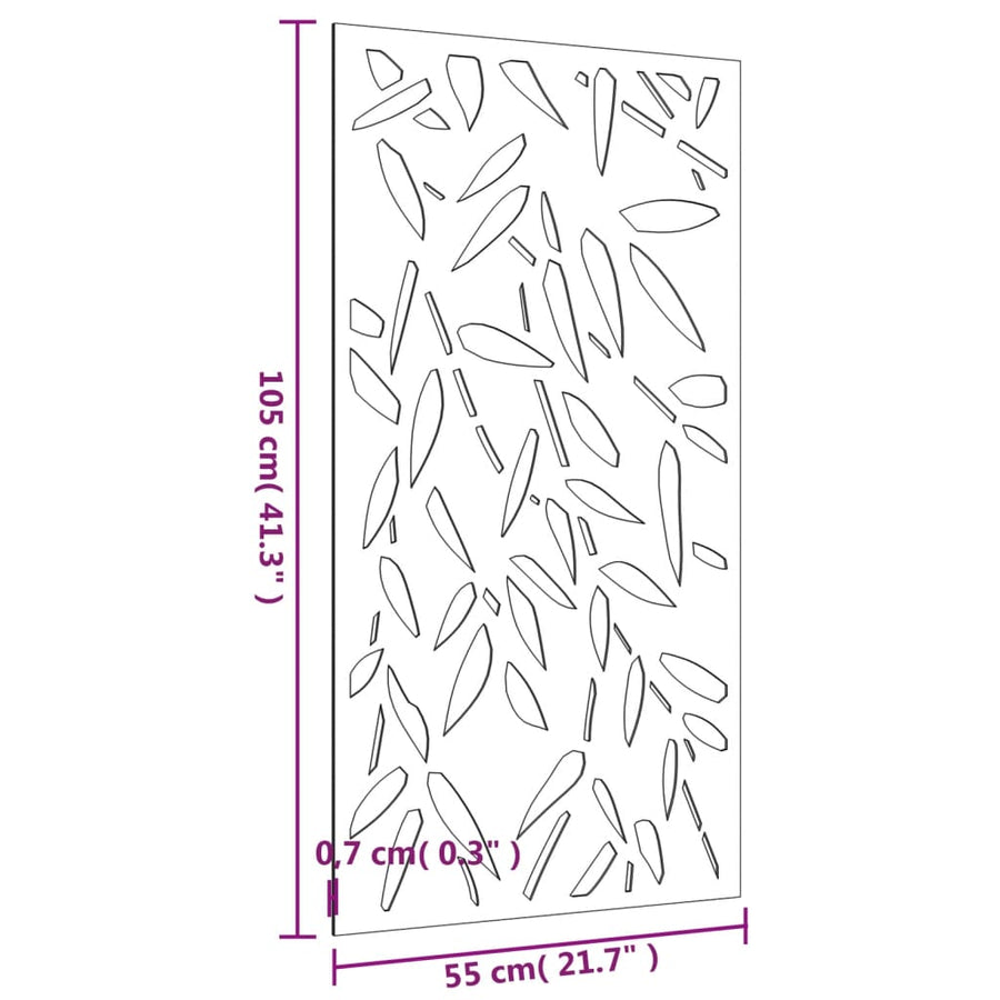 Wanddecoratie Tuin Bamboebladontwerp 105X55 Cm Cortenstaal