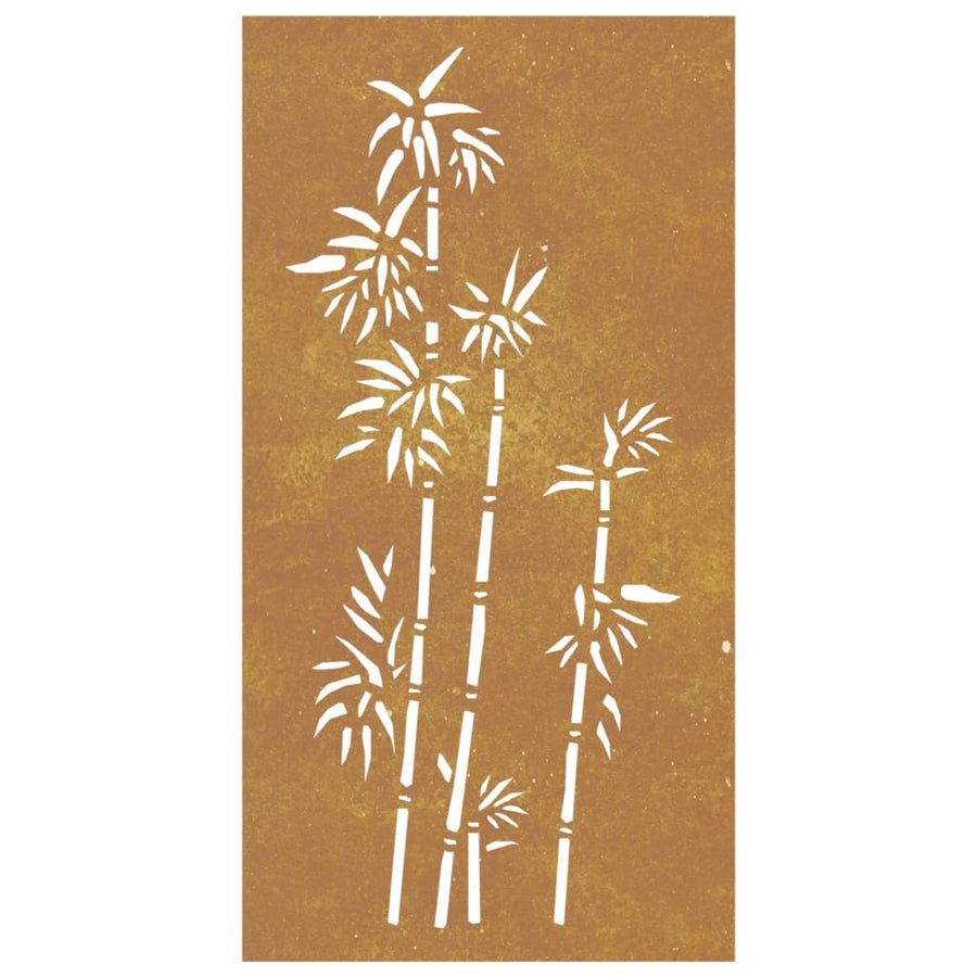 Wanddecoratie Tuin Bamboe-Ontwerp 105X55 Cm Cortenstaal