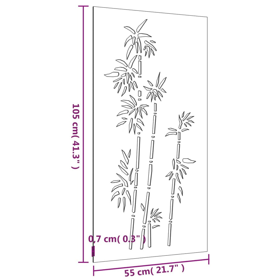 Wanddecoratie Tuin Bamboe-Ontwerp 105X55 Cm Cortenstaal