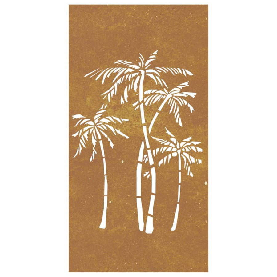 Wanddecoratie tuin palmboomontwerp 105x55 cm cortenstaal