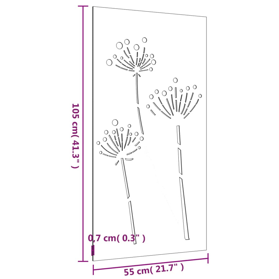Wanddecoratie Tuin Bloemenontwerp 105X55 Cm Cortenstaal