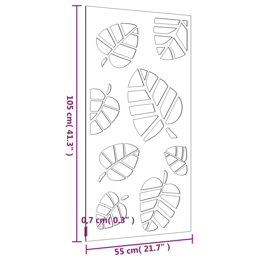 Wanddecoratie Tuin Bladontwerp 105X55 Cm Cortenstaal
