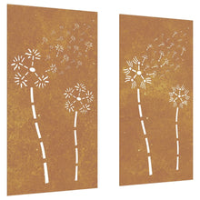 Wanddecoratie Tuin 2 St Bloemenontwerp 105X55 Cm Cortenstaal Roestkleurig