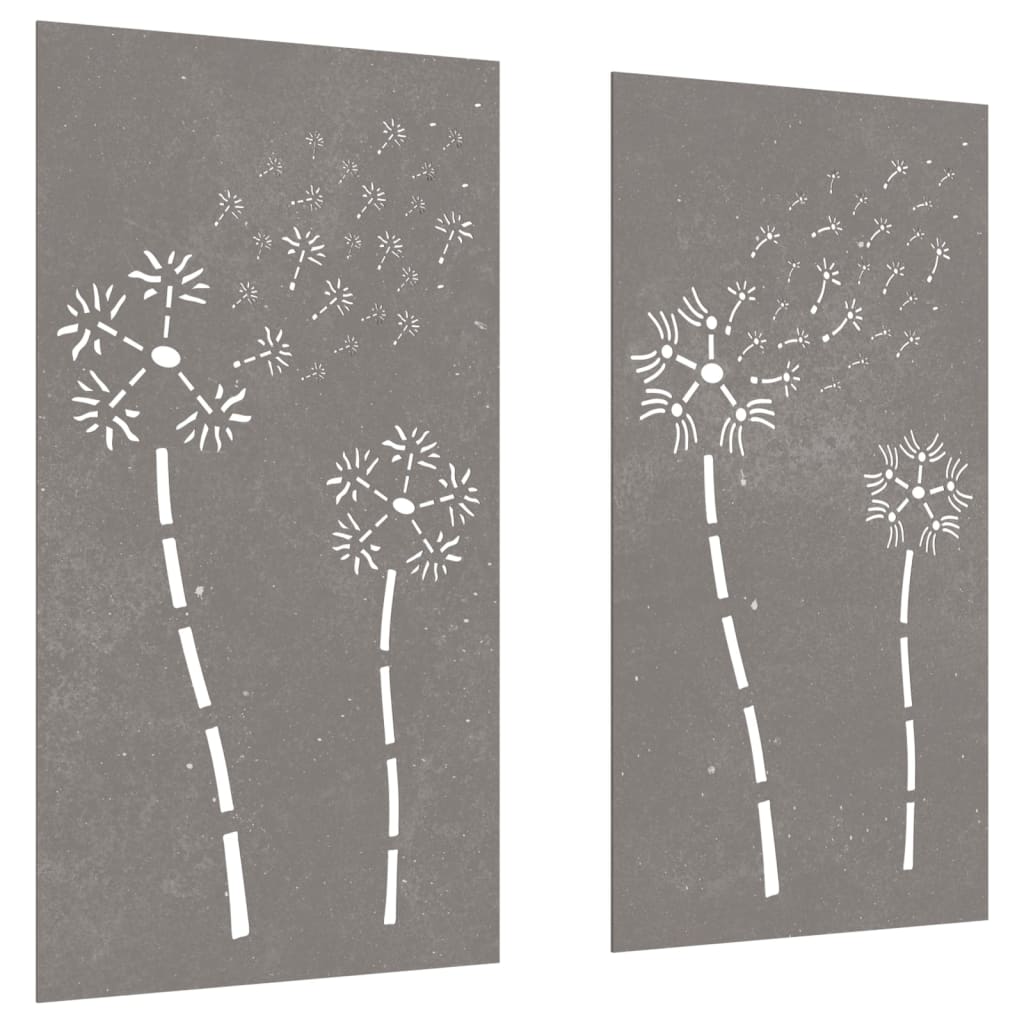 Wanddecoratie Tuin 2 St Bloemenontwerp 105X55 Cm Cortenstaal Roestkleurig