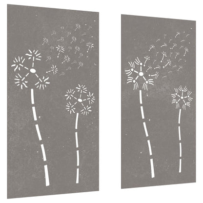 Wanddecoratie Tuin 2 St Bloemenontwerp 105X55 Cm Cortenstaal Roestkleurig