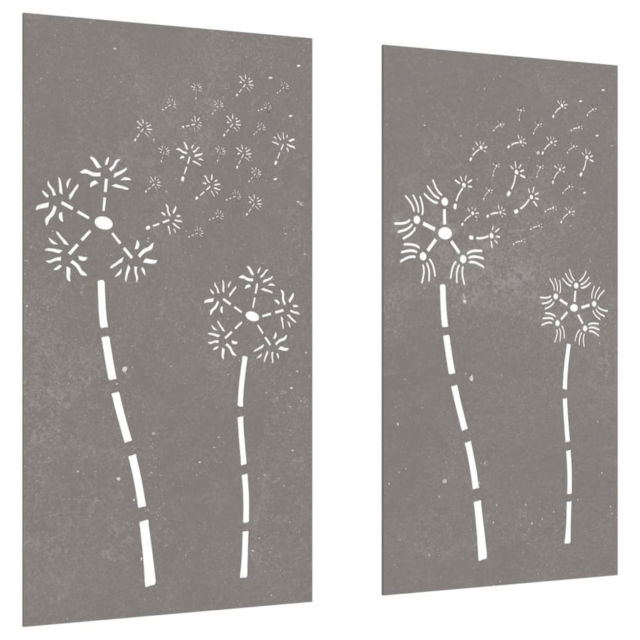 Wanddecoratie Tuin 2 St Bloemenontwerp 105X55 Cm Cortenstaal Roestkleurig