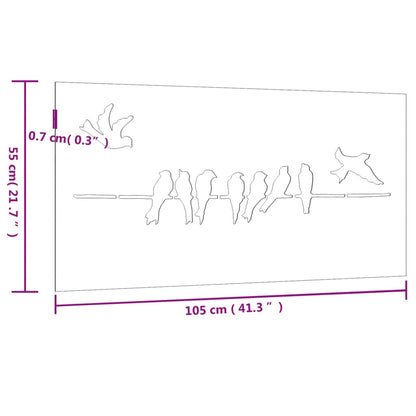 Wanddecoratie Tuin Vogelontwerp 105X55 Cm Cortenstaal