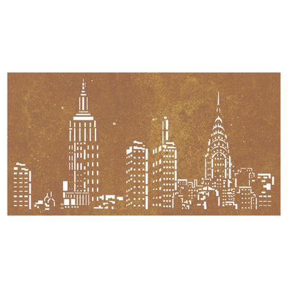 Wanddecoratie Tuin Skyline-Ontwerp 105X55 Cm Cortenstaal
