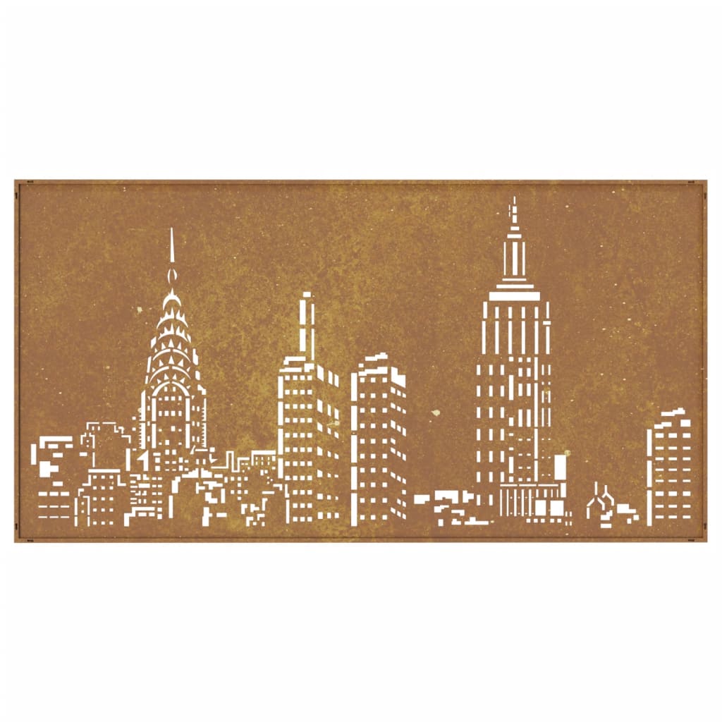 Wanddecoratie Tuin Skyline-Ontwerp 105X55 Cm Cortenstaal