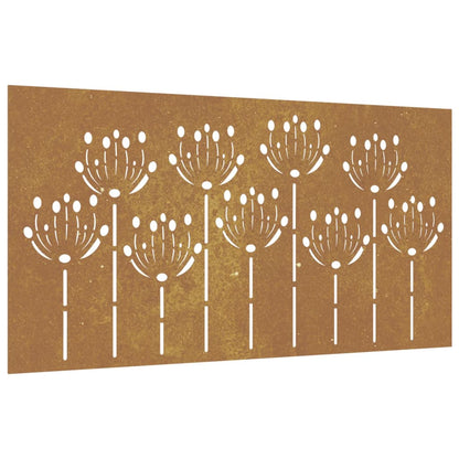 Wanddecoratie Tuin Bloemenontwerp 105X55 Cm Cortenstaal