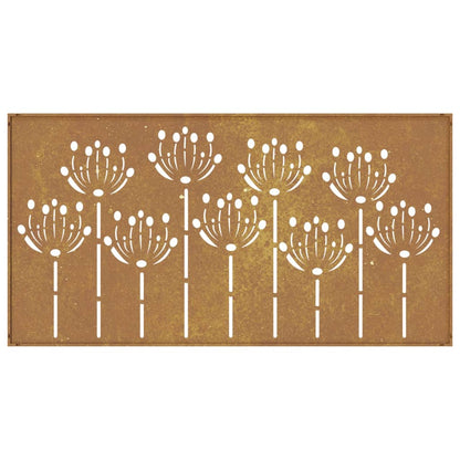 Wanddecoratie Tuin Bloemenontwerp 105X55 Cm Cortenstaal