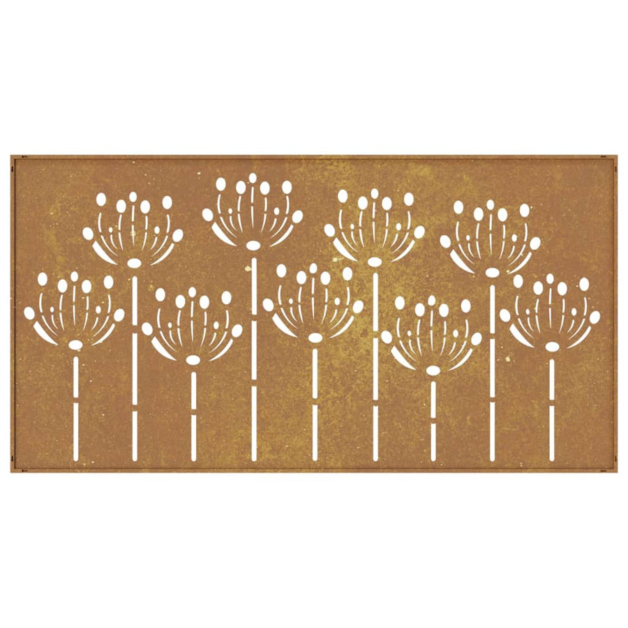 Wanddecoratie Tuin Bloemenontwerp 105X55 Cm Cortenstaal