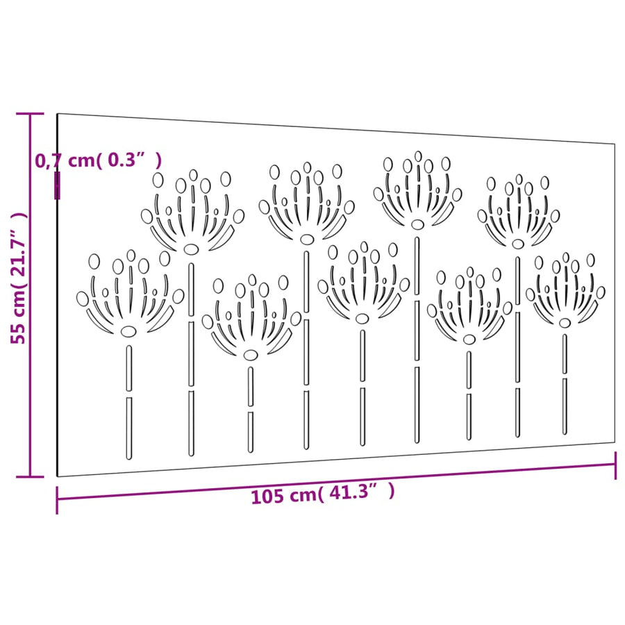 Wanddecoratie Tuin Bloemenontwerp 105X55 Cm Cortenstaal