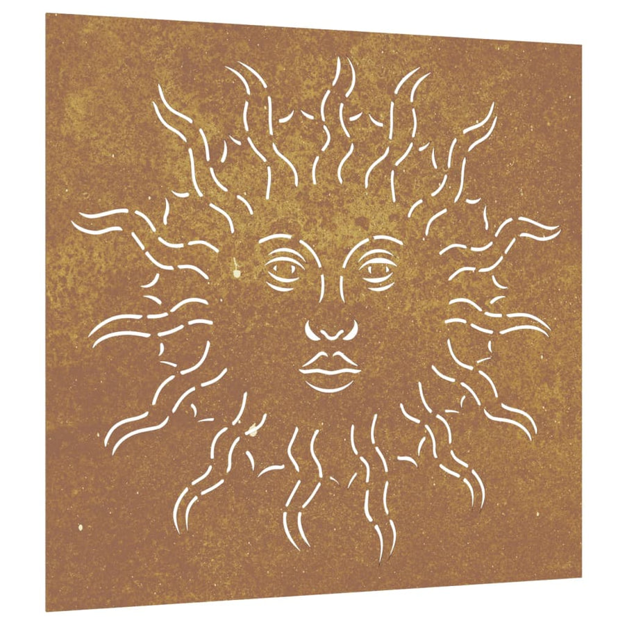 Wanddecoratie Tuin Zonontwerp 55X55 Cm Cortenstaal