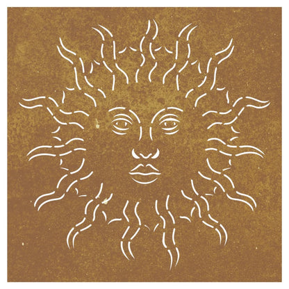 Wanddecoratie Tuin Zonontwerp 55X55 Cm Cortenstaal