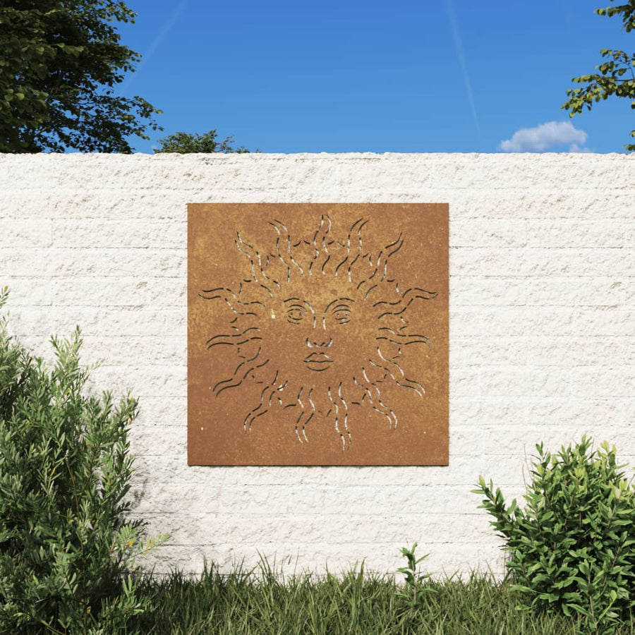 Wanddecoratie Tuin Zonontwerp 55X55 Cm Cortenstaal