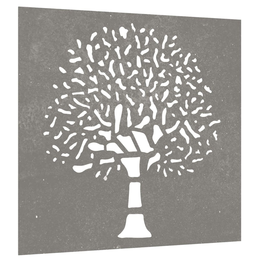 Wanddecoratie Tuin Boomontwerp 55X55 Cm Cortenstaal