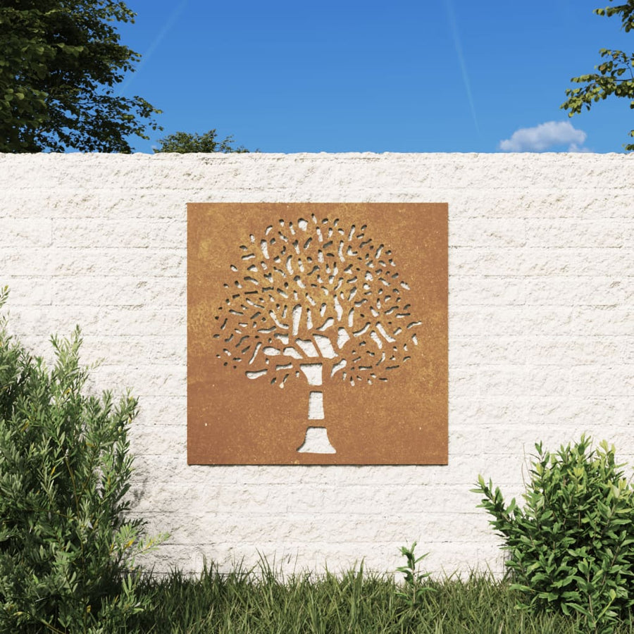 Wanddecoratie Tuin Boomontwerp 55X55 Cm Cortenstaal