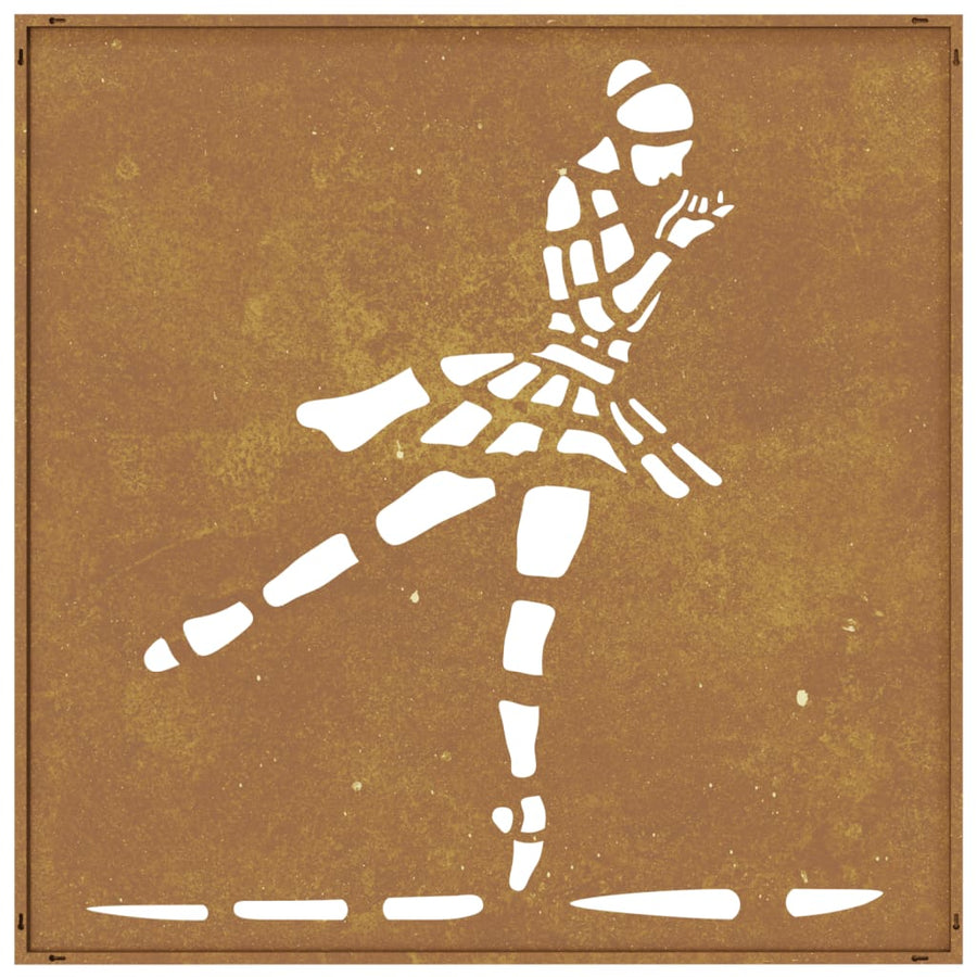 Wanddecoratie Tuin Balletdanserontwerp 55X55 Cm Cortenstaal