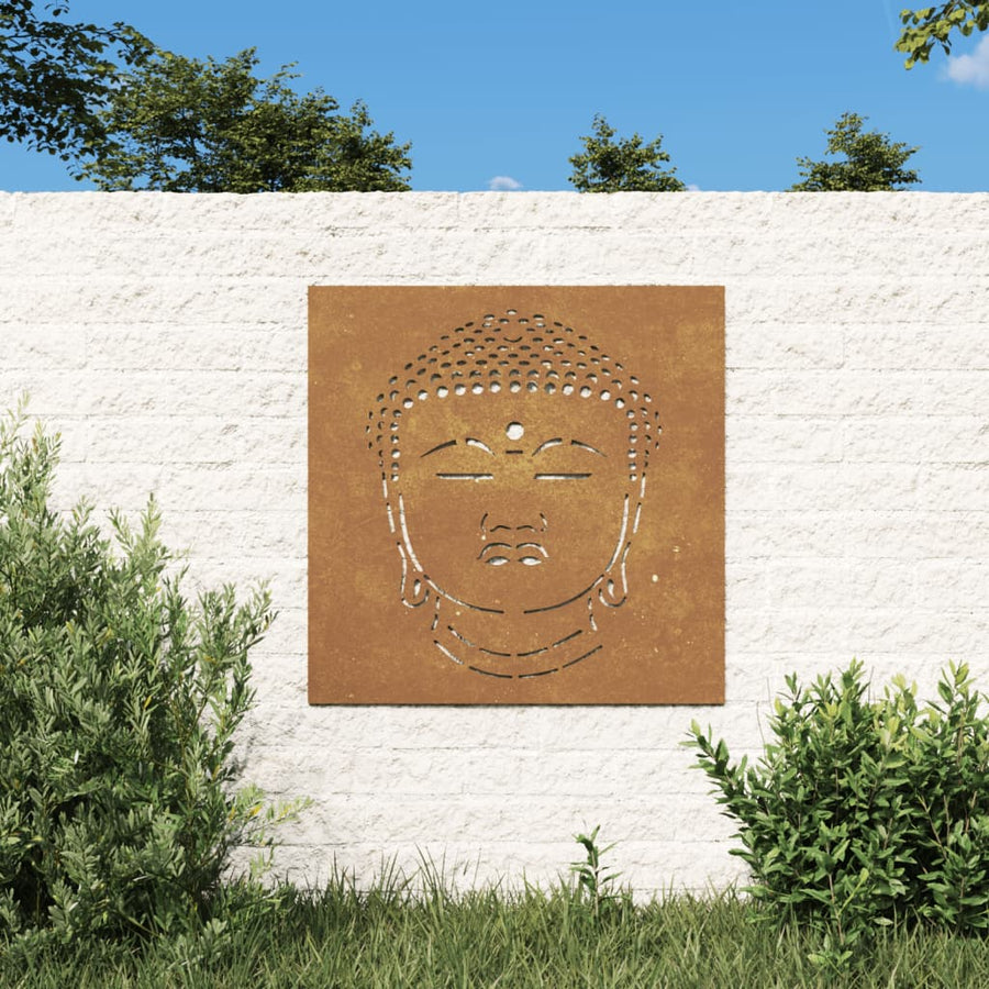 Wanddecoratie Tuin Boeddhahoofd-Ontwerp 55X55 Cm Cortenstaal