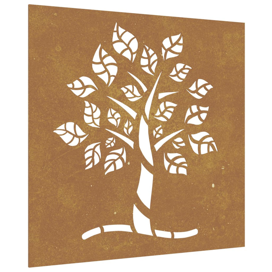 Wanddecoratie Tuin Boomontwerp 55X55 Cm Cortenstaal