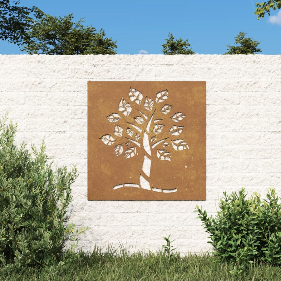 Wanddecoratie Tuin Boomontwerp 55X55 Cm Cortenstaal
