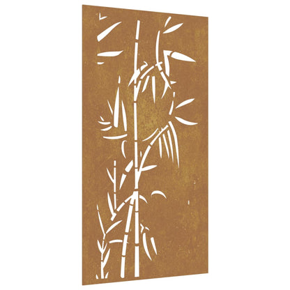 Wanddecoratie Tuin Bamboe-Ontwerp 105X55 Cm Cortenstaal