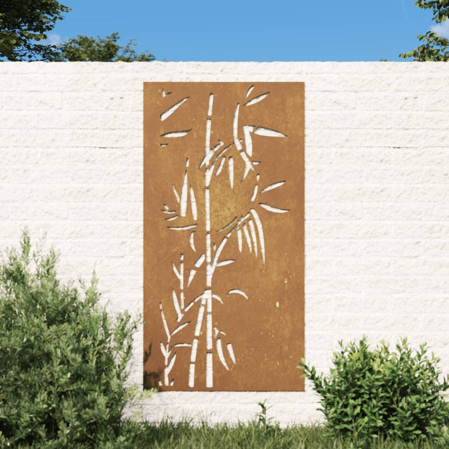Wanddecoratie Tuin Bamboe-Ontwerp 105X55 Cm Cortenstaal