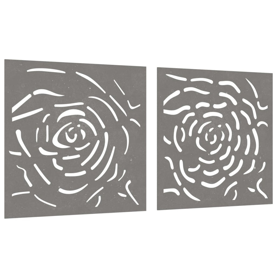 Wanddecoratie Tuin 2 St Rozenontwerp 55X55 Cm Cortenstaal