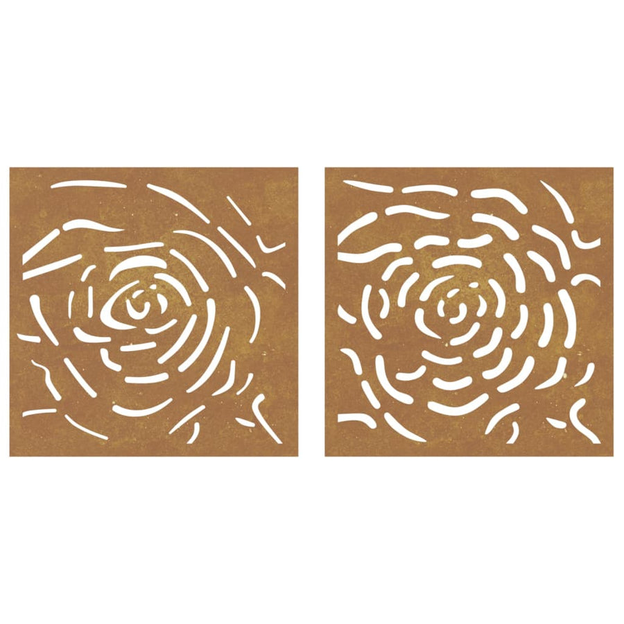 Wanddecoratie Tuin 2 St Rozenontwerp 55X55 Cm Cortenstaal