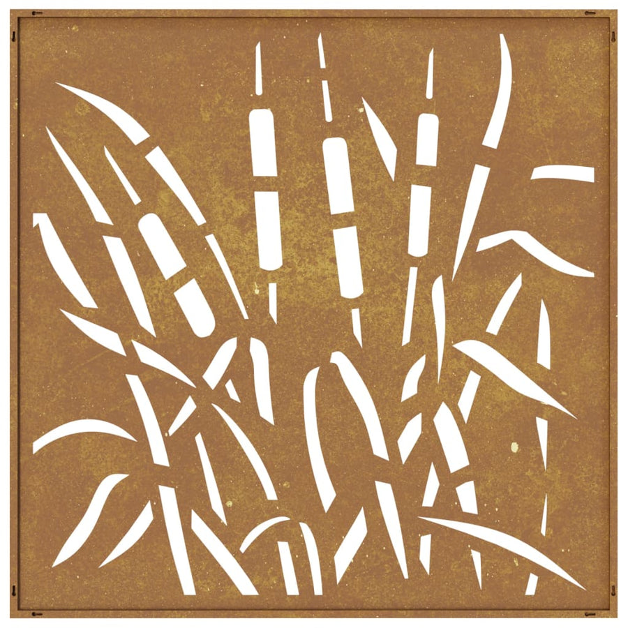 Wanddecoratie Tuin Grasontwerp 55X55 Cm Cortenstaal
