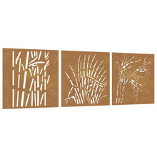 Wanddecoratie Tuin 3 St Grasontwerp 55X55 Cm Cortenstaal