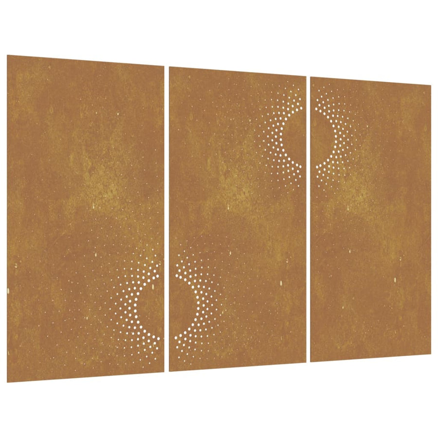 Wanddecoratie Tuin 3 St Zonontwerp 105X55 Cm Cortenstaal