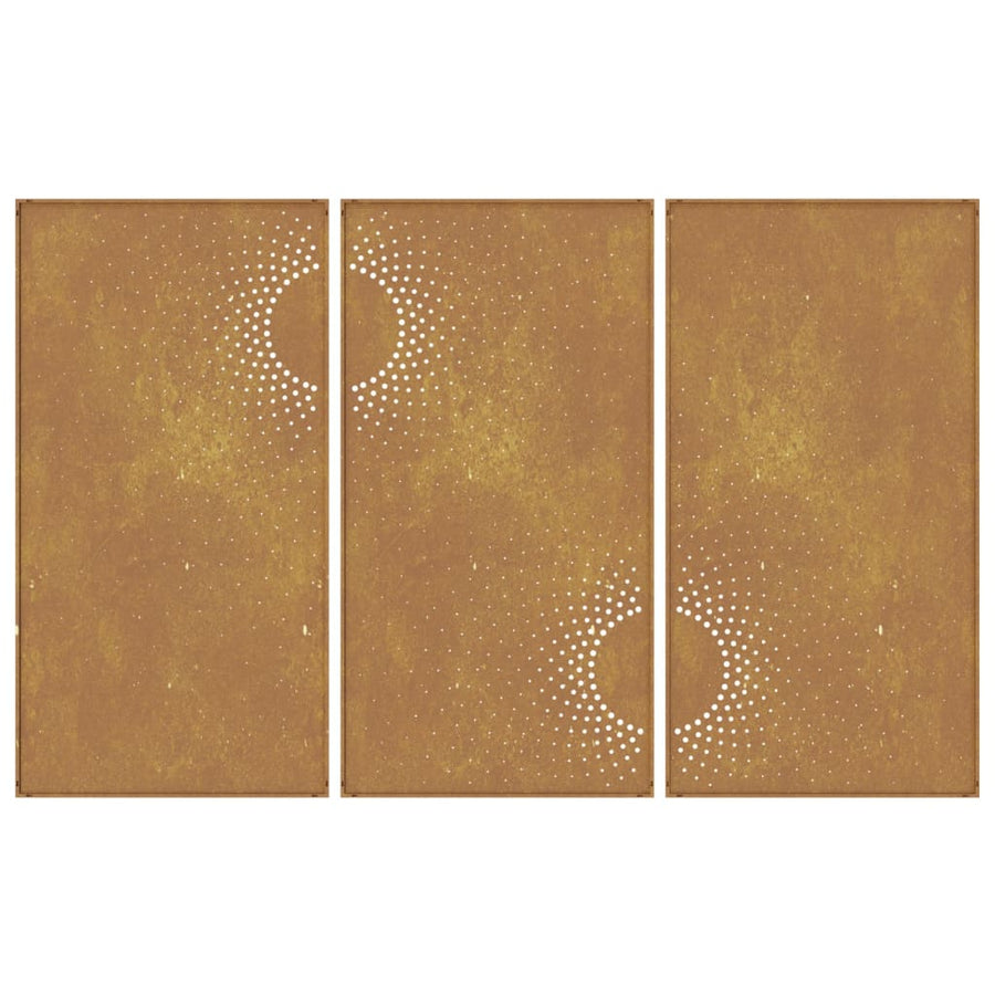 Wanddecoratie Tuin 3 St Zonontwerp 105X55 Cm Cortenstaal