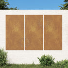 Garden Wall Decoration 3 pcs Sun Design 105x55 cm Corten Steel