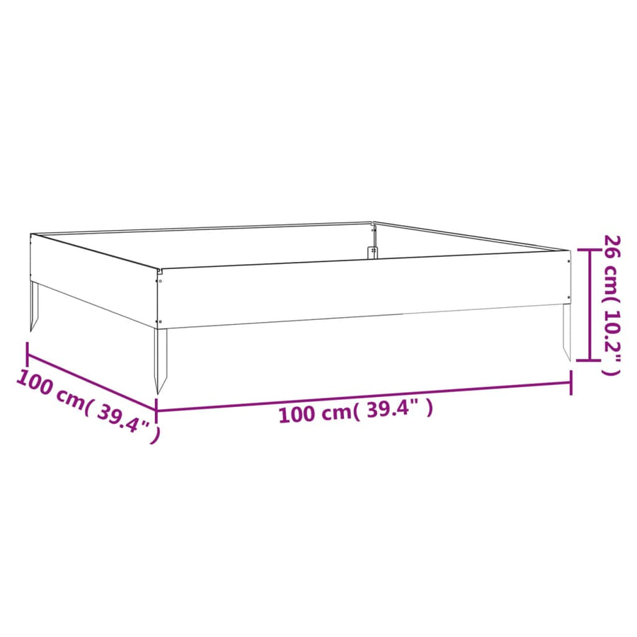 Plantenbak Verhoogd 100X100X26 Cm Cortenstaal