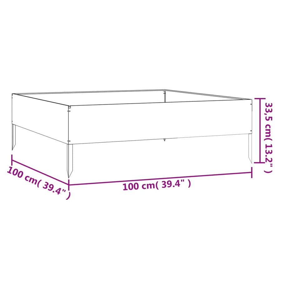 Plantenbak Verhoogd 100X100X33,5 Cm Cortenstaal