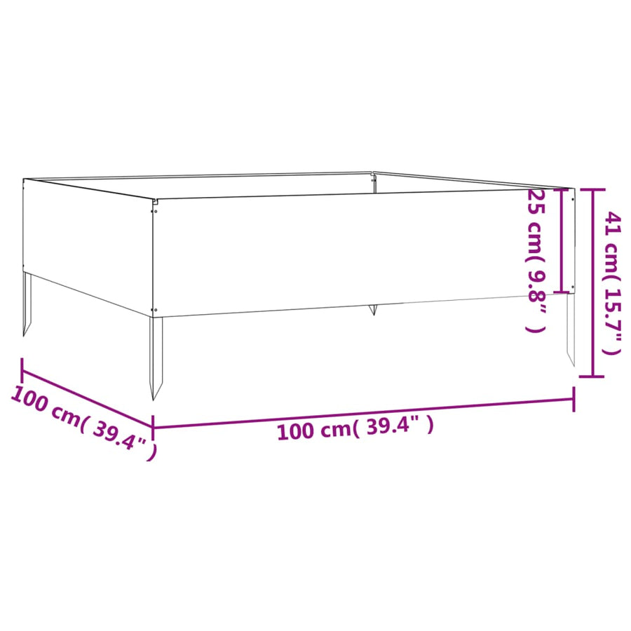 Plantenbak Verhoogd 100X100X41 Cm Cortenstaal