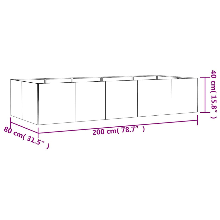 Plantenbak verhoogd 200x80x40 cm cortenstaal