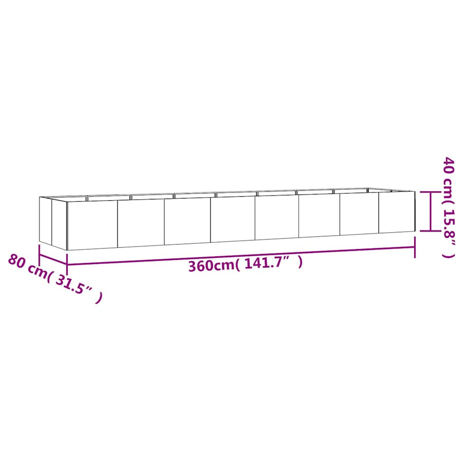 Plantenbak verhoogd 360x80x40 cm cortenstaal