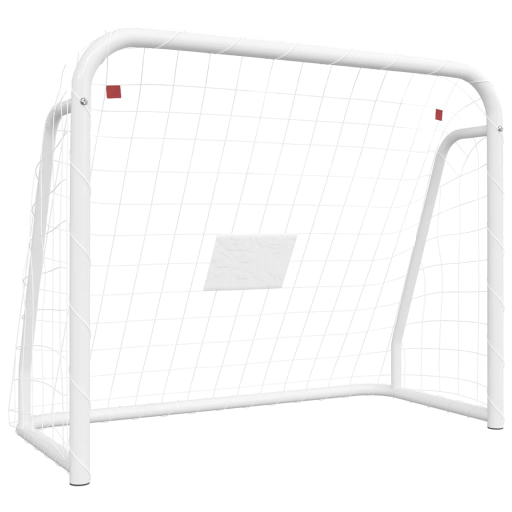 Voetbaldoel Met Net 125X96X60 Cm Staal En Polyester Wit 125 x 96 x 60 cm