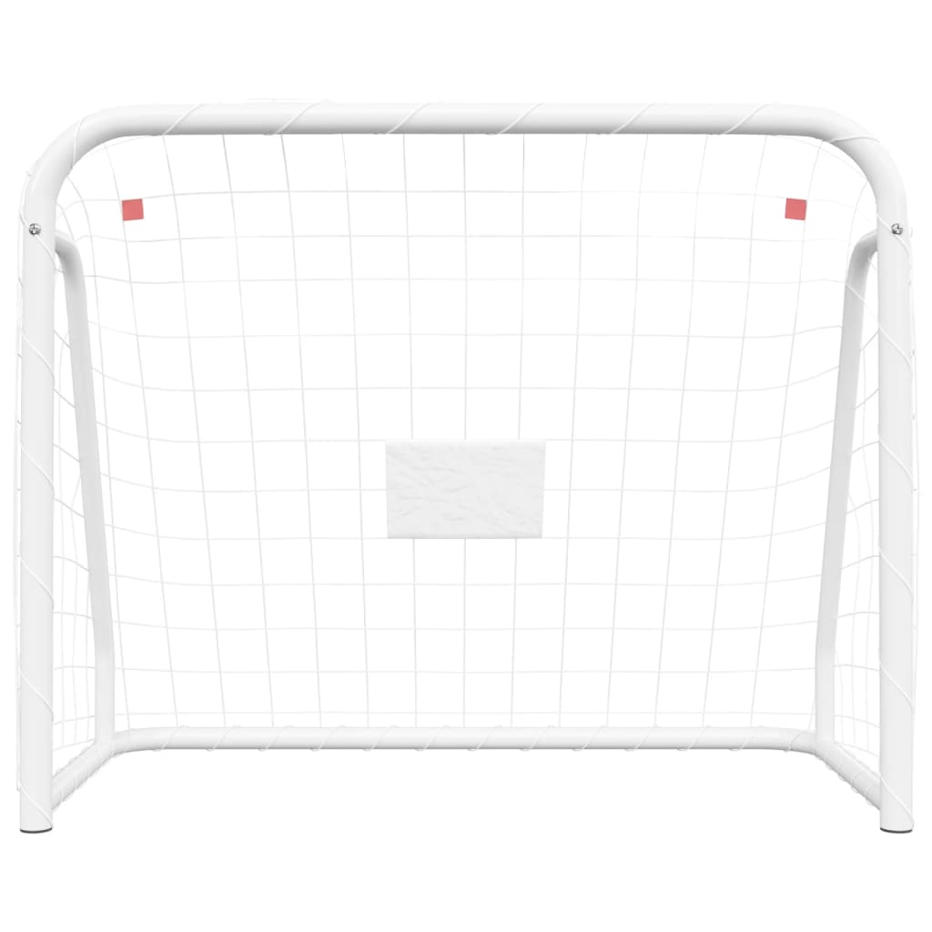 Voetbaldoel Met Net 125X96X60 Cm Staal En Polyester Wit 125 x 96 x 60 cm