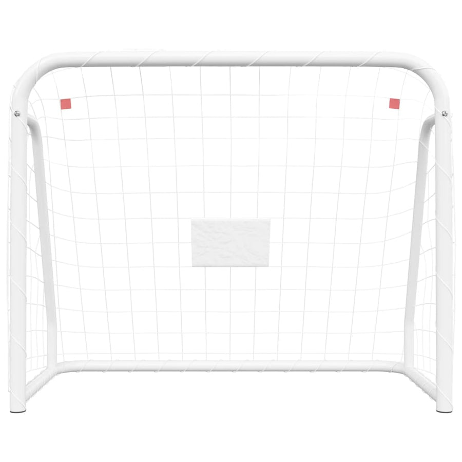 Voetbaldoel Met Net 125X96X60 Cm Staal En Polyester Wit 125 x 96 x 60 cm