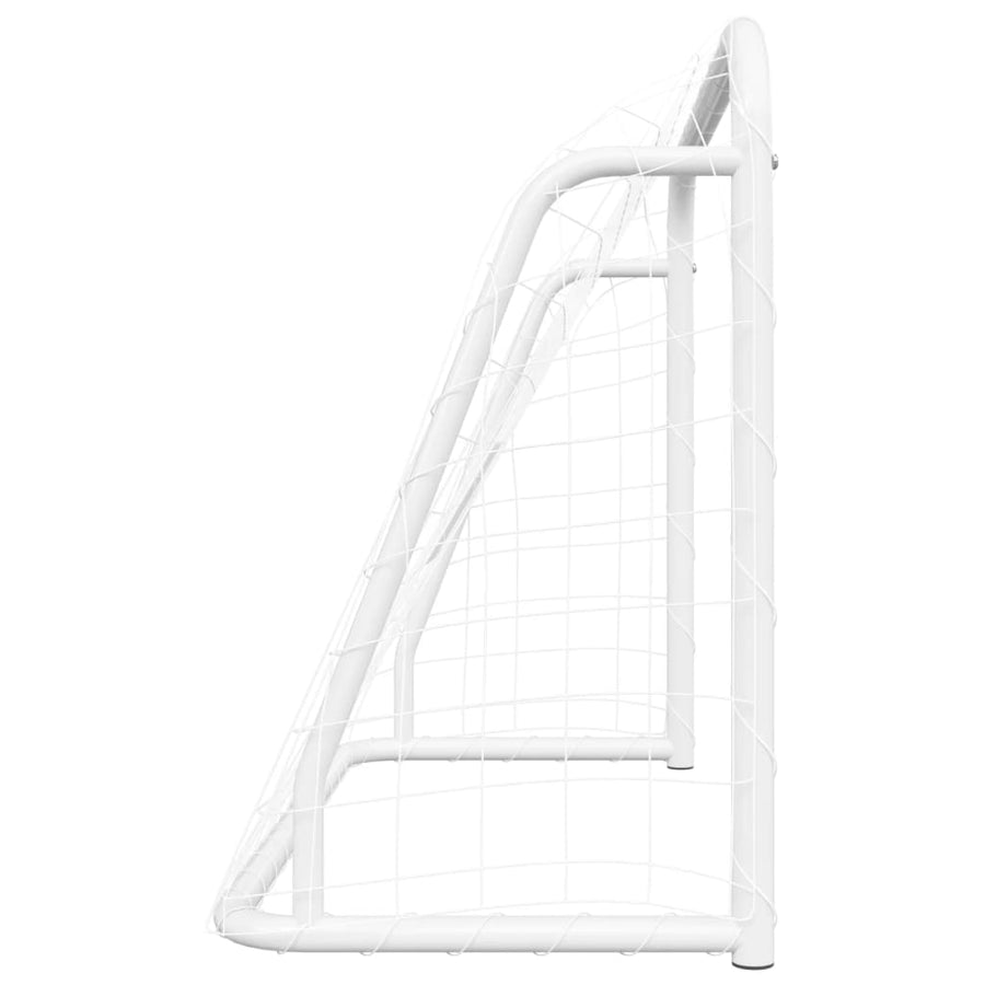 Voetbaldoel Met Net 125X96X60 Cm Staal En Polyester Wit 125 x 96 x 60 cm