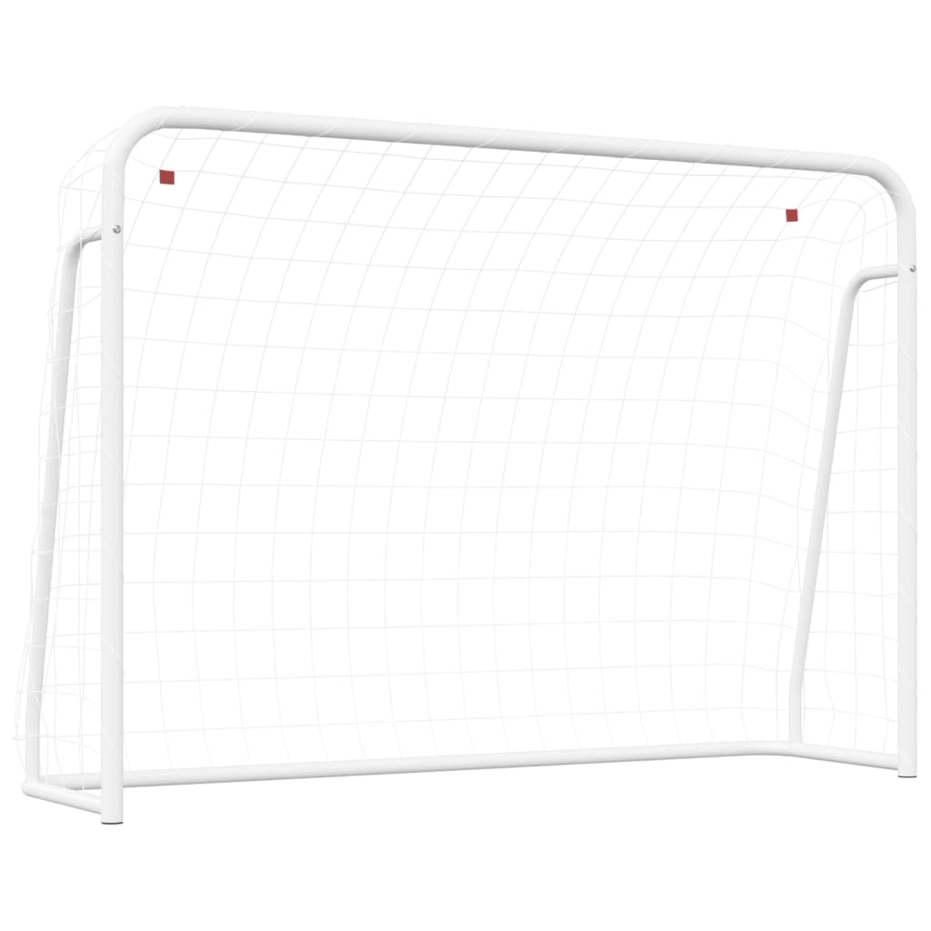 Voetbaldoel Met Net 214X75X152 Cm Staal En Polyester Wit 214 x 75 x 152 cm