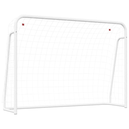 Voetbaldoel Met Net 214X75X152 Cm Staal En Polyester Wit 214 x 75 x 152 cm