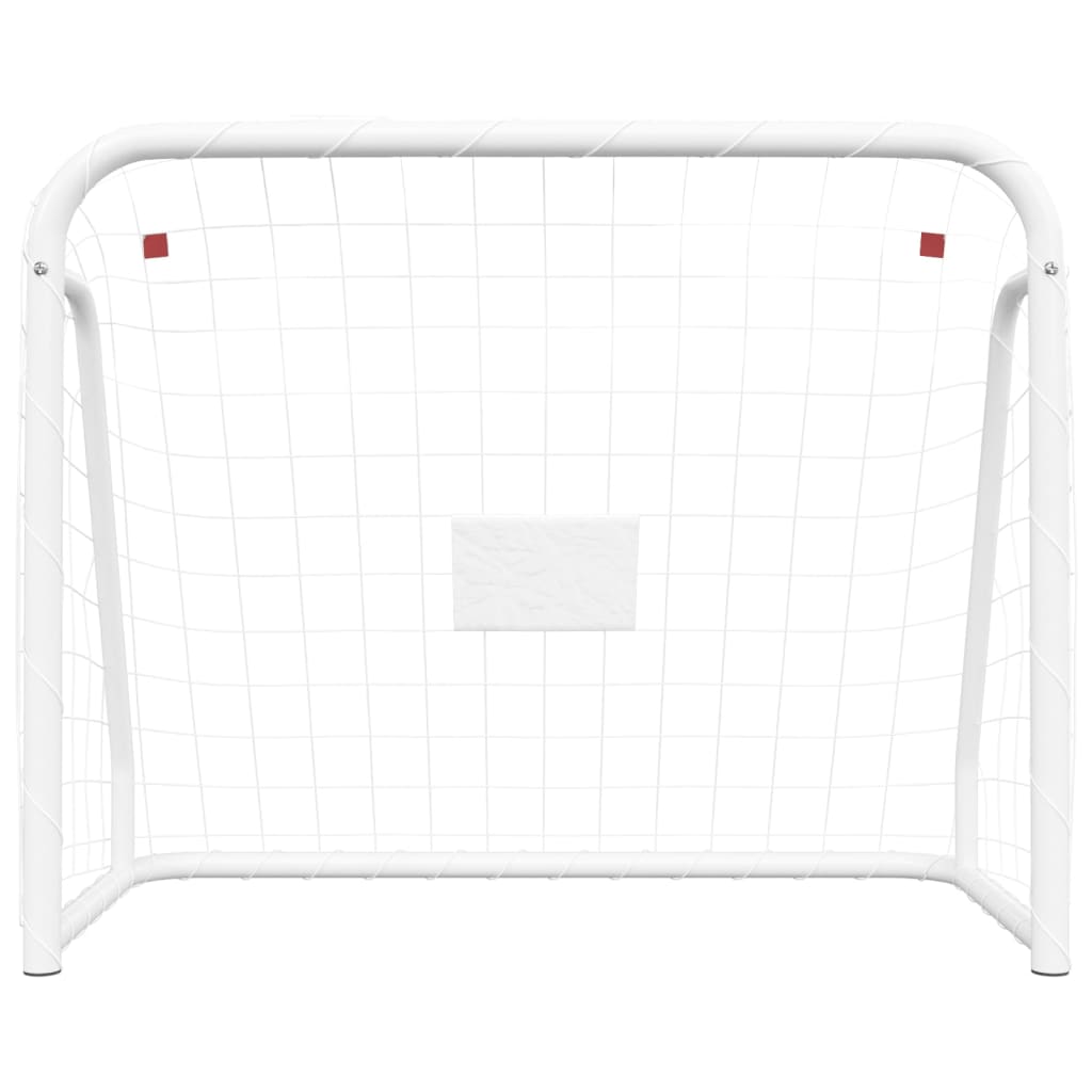 Voetbaldoel Met Net 214X75X152 Cm Staal En Polyester Wit 214 x 75 x 152 cm